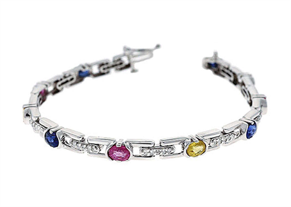 Rhodium Plated Multicolored Stone Tennis Bracelet